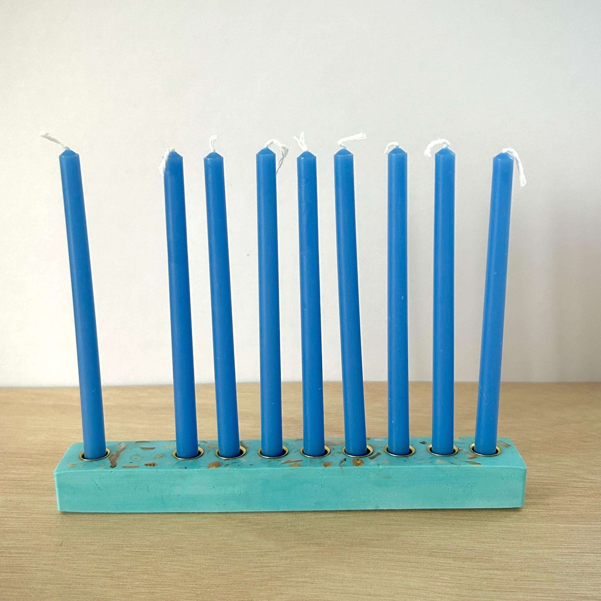 Makers of Israel - Handmade Seashell Terrazzo Menorah - Medium Blue - ModernTribe