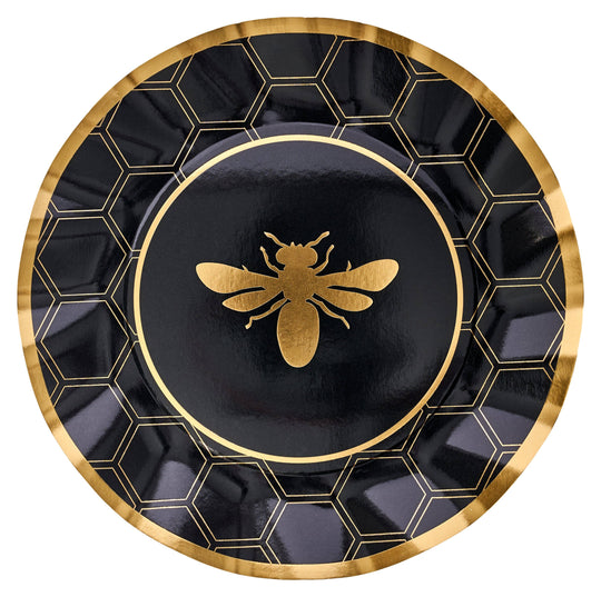 Honeybee Wavy Paper Dinner Plates - Set of 8