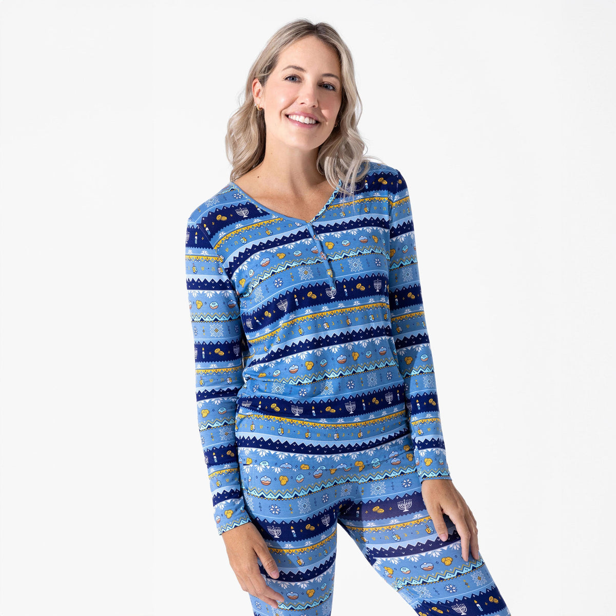 Bellabu Bear Pajamas Hanukkah Fair Isle Bamboo Women's Pajama Set by Bellabu Bear - (Sizes XXS - XXL)