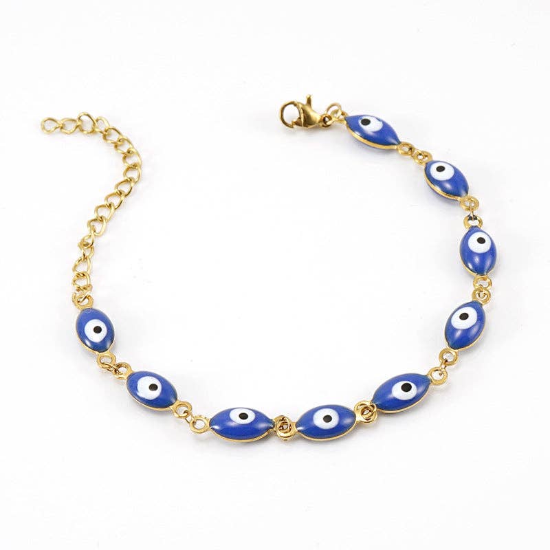 Mio Queena - Oval Evil Eye Bracelet - Blue - ModernTribe