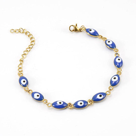 Oval Evil Eye Bracelet - Blue