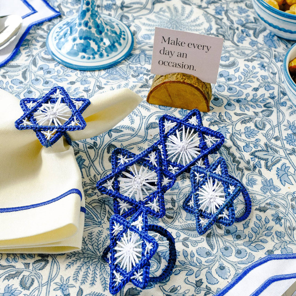 Klatso - Handwoven Star of David Napkin Ring - Blue - ModernTribe