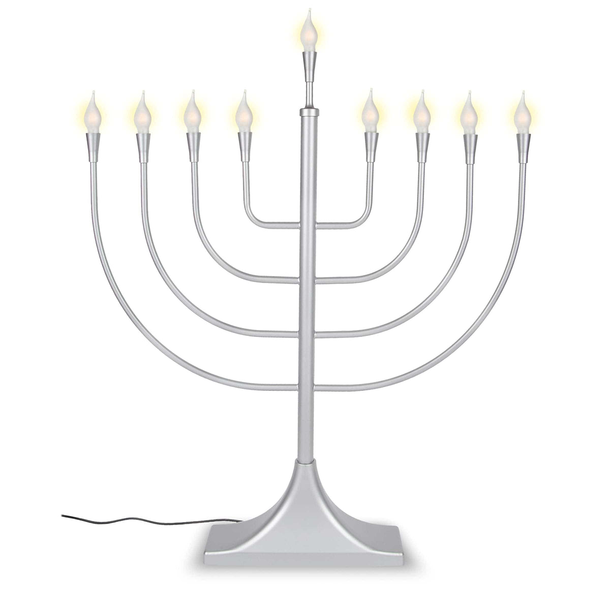 Aviv Judaica Menorahs Large Traditional Shaped LED Electric Menorah - Silver