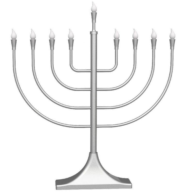 Aviv Judaica - Large Traditional Shaped LED Electric Menorah - Silver - ModernTribe