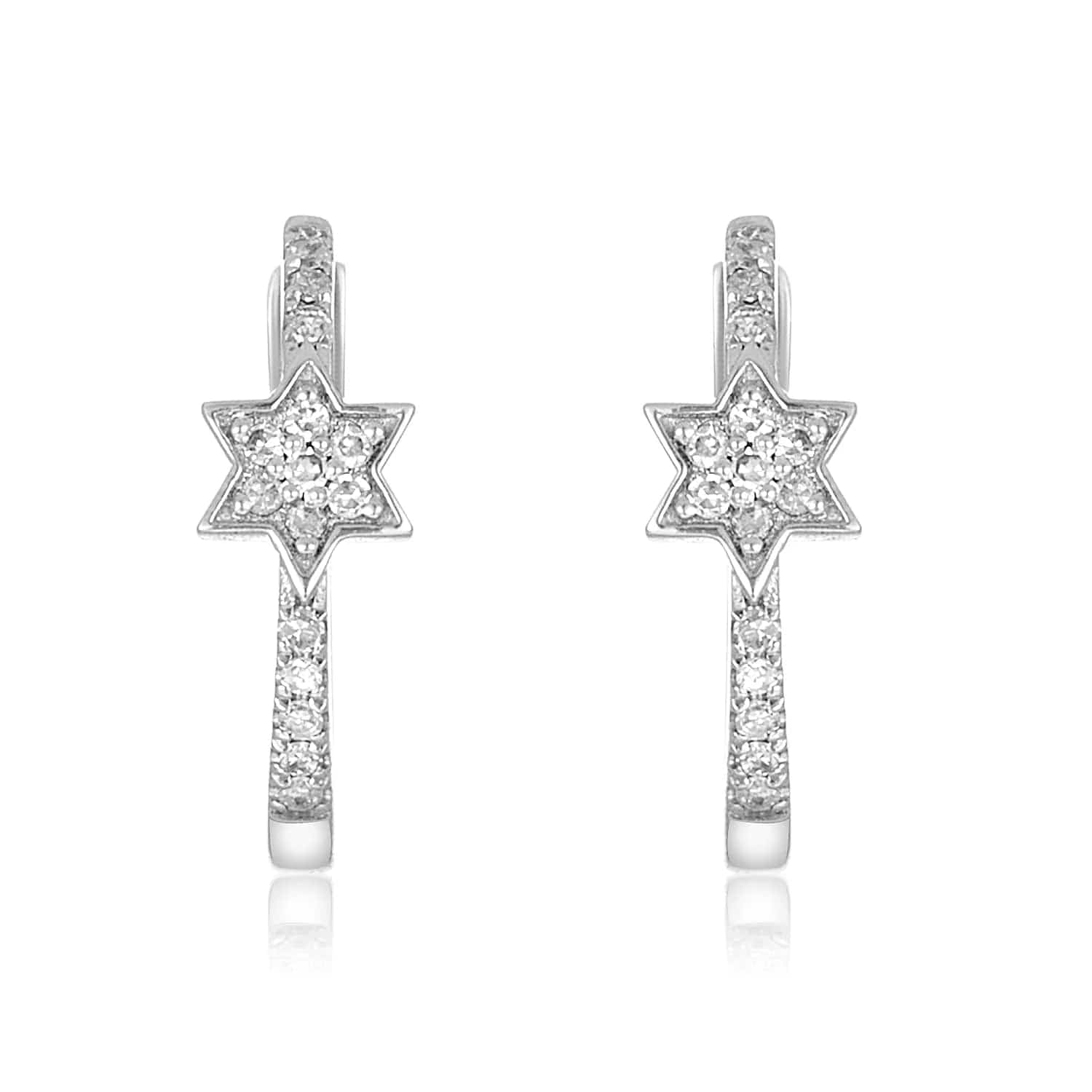 Alef Bet Necklaces Diamond Pave Jewish Star Earrings-Yellow Gold or White Gold