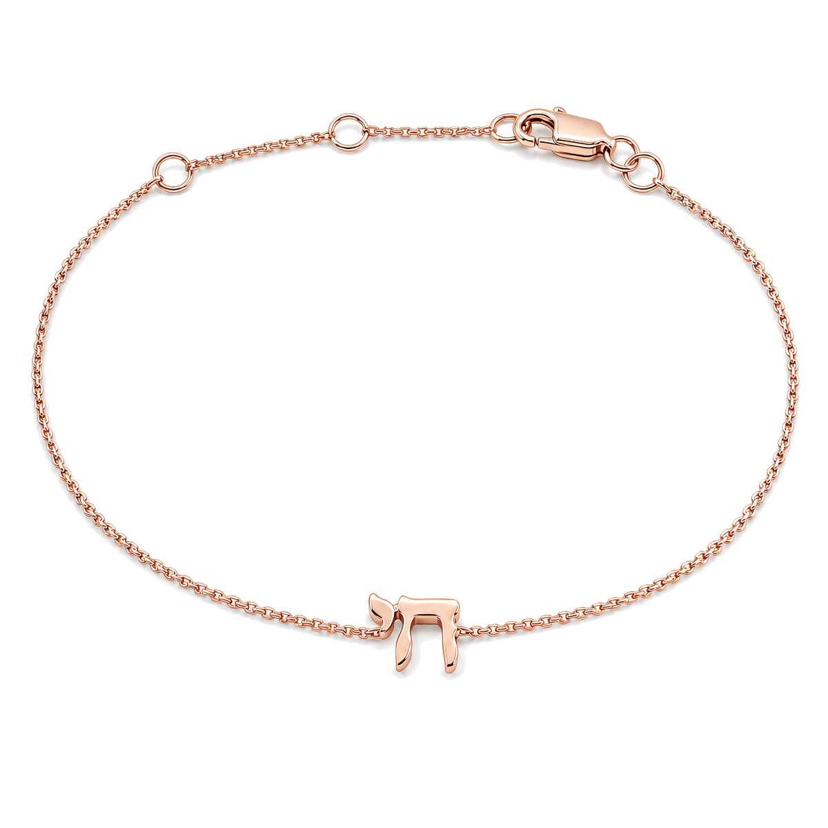Izakov Fine Jewelry Bracelets Rose Gold / Small (6mm) Hebrew Chai Gold Bracelet - 14k Yellow, White or Rose Gold
