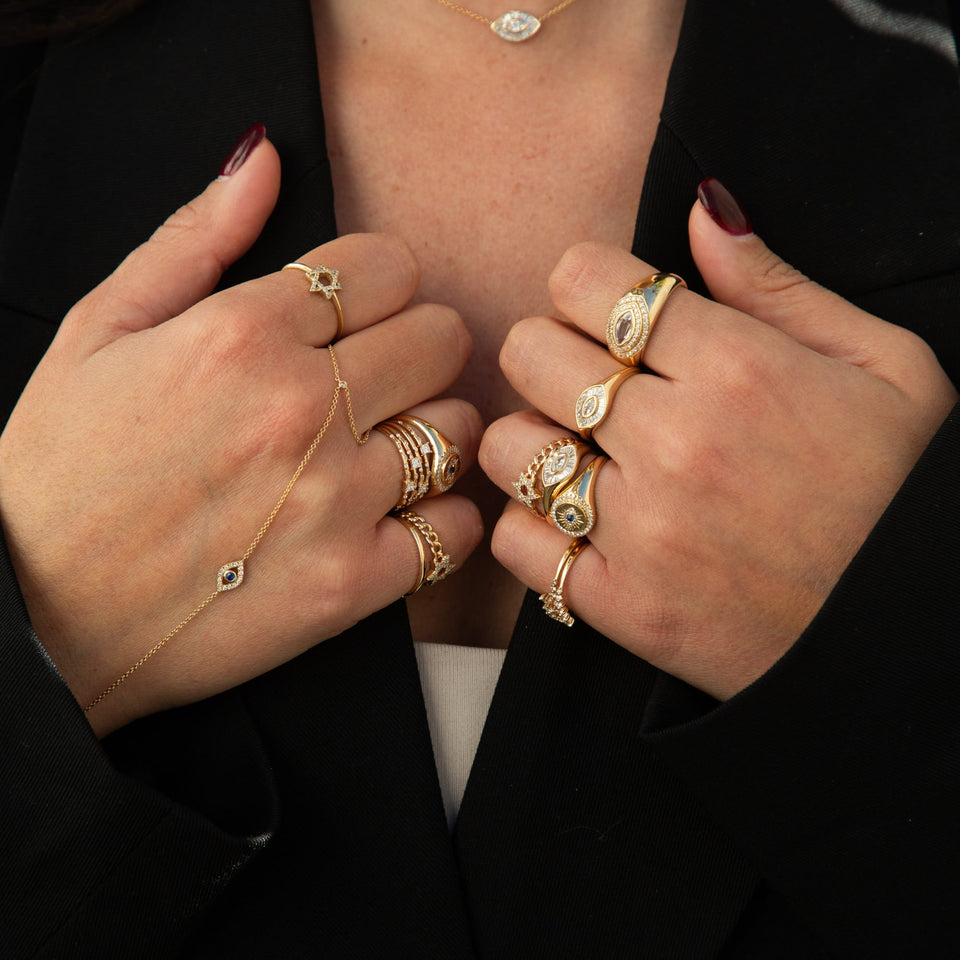 Les Petit Jewels Bracelets Evil Eye Hand Chain - 14k Gold