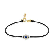 Alef Bet Bracelets Small / Black Diamond Evil Eye String Bracelet - (Choice of Color)