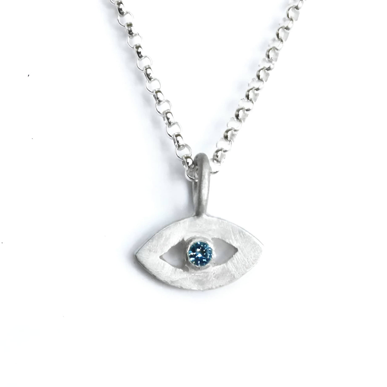 Emily Rosenfeld - Tiny Evil Eye Sterling Silver Amulet by Emily Rosenfeld - Choice of Gem - ModernTribe