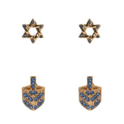 Designature New York - Star of David and Dreidel Stone Earring Set - Silver or Gold - ModernTribe