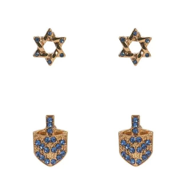 Designature New York - Star of David and Dreidel Stone Earring Set - Silver or Gold - ModernTribe