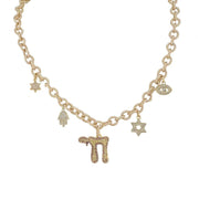 Love, Lisa Necklaces Debbie Jewish Chai Charm Necklace - Gold