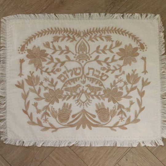 Handmade Linen Challah Cover - Gold