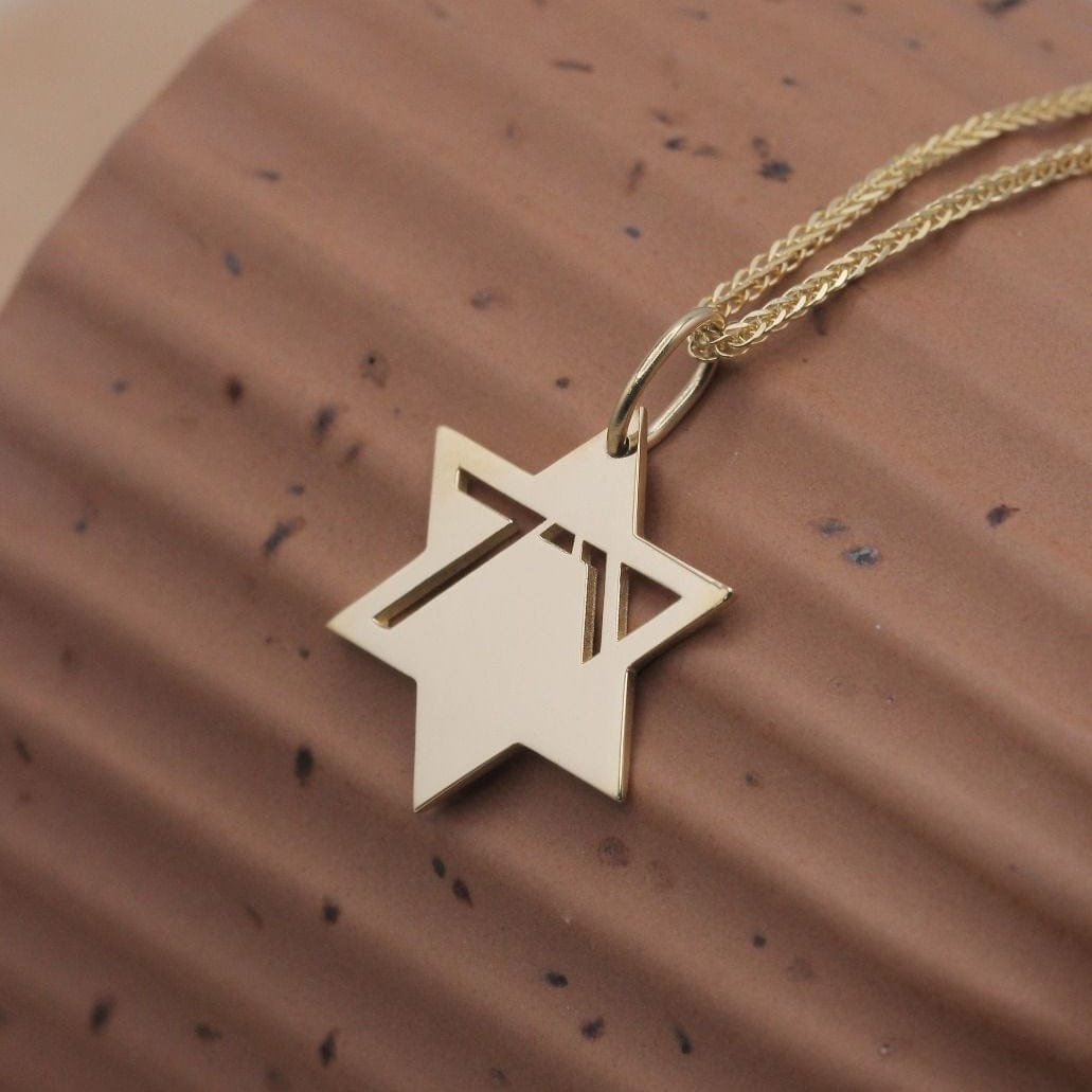 HOTCROWN - Heroism Star of David Solid Necklace - 14k Yellow, Rose or White Gold - ModernTribe
