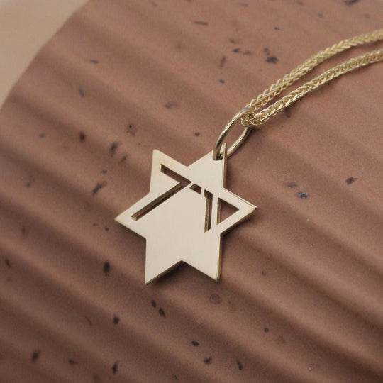 Heroism Star of David Solid Necklace - 14k Yellow, Rose or White Gold