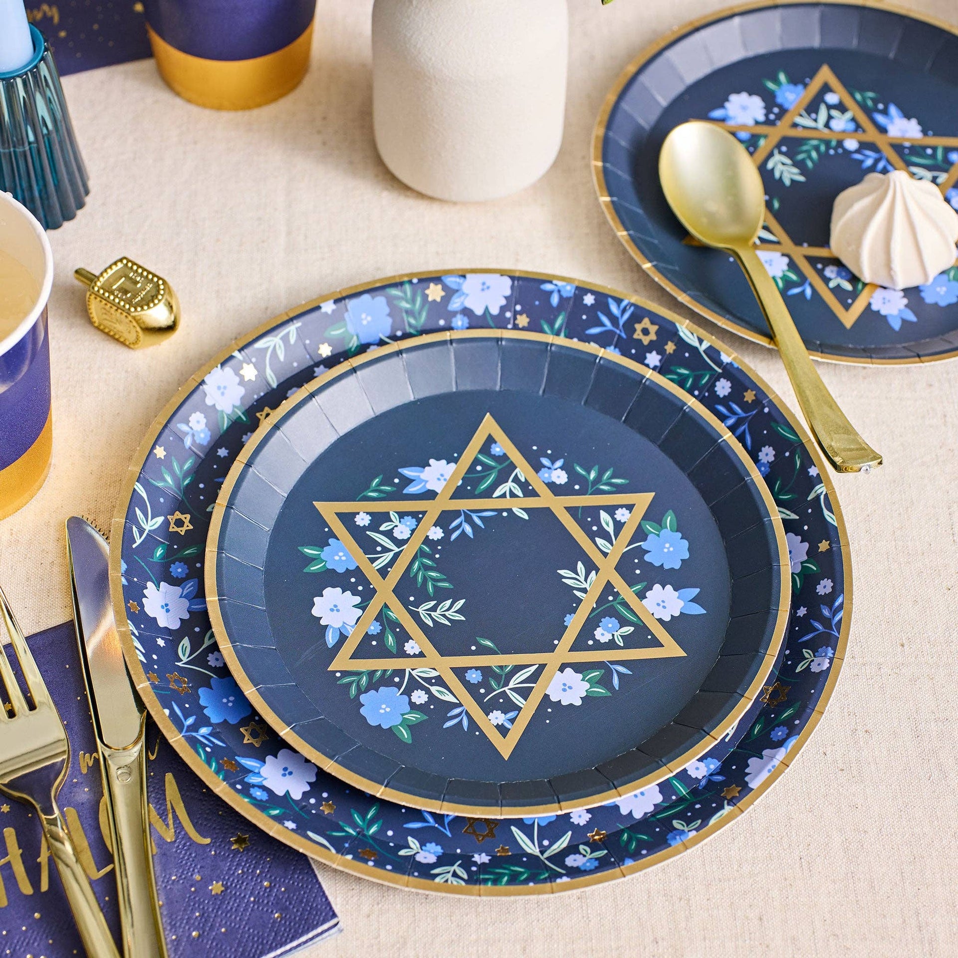 Modern Mitzvah Plate Star of David Small Plates - Set of 10