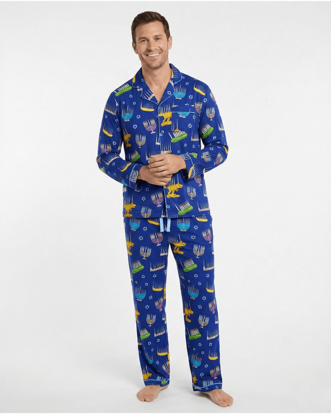 Amy Kritzer Becker - Hanukkah Many Menorahs Bamboo Adult Pajamas - (Unisex Sizes S - 4XL) - ModernTribe
