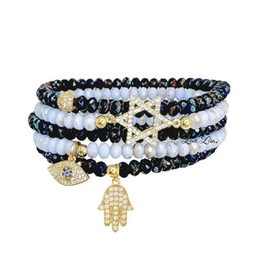 Love, Lisa Bracelets Harper Star of David Protection Stack of Crystal Bracelets
