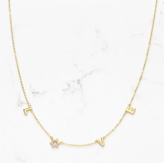 Love Necklace with a Sparkling Star of David - Silver or Gold Vermeil