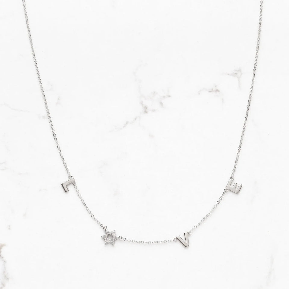 Love Necklace with a Sparkling Star of David - Silver or Gold Vermeil