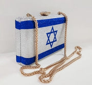 Salt and Sparkle Handbags Israel Flag Crystal Clutch