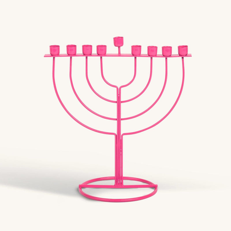 Ner Mitzvah - Pink Radiance Wireframe Menorah - ModernTribe