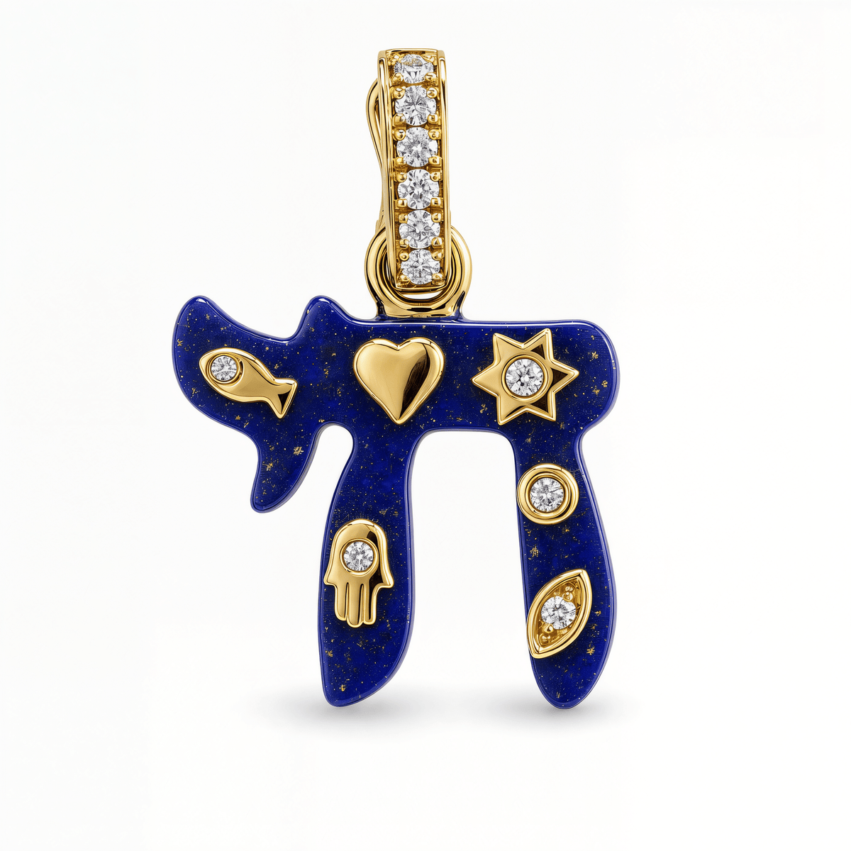 Izakov Fine Jewelry Necklaces Jewish Charms Chai Gemstone Pendant - 14k Gold