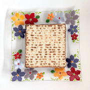 Shevi B Glass Creations - Handmade Fused Glass Floral Matzah Tray - ModernTribe