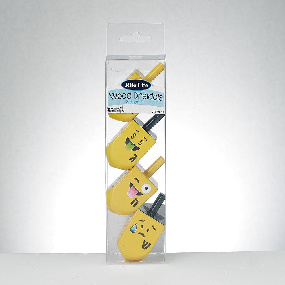 Rite Lite Dreidels Four Wooden Emoji Dreidels