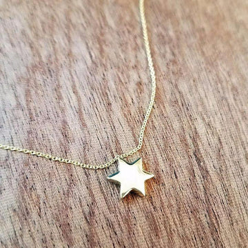 Alef Bet Necklaces 14k Gold Star of David Necklace - Gold