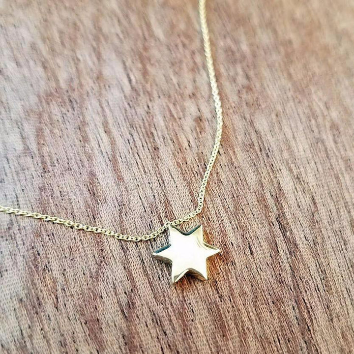 Alef Bet Necklaces 14k Gold Star of David Necklace - Gold