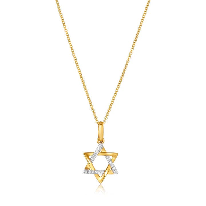 Alef Bet - Two Tone Diamond Star of David Necklace - 14k Gold - ModernTribe