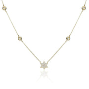 Alef Bet Necklaces Diamond Chain Star of David Necklace - 14k Gold