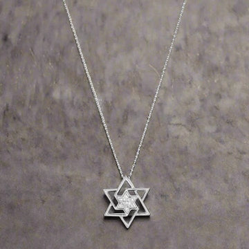 Alef Bet Necklaces Abstract Star of David - 14k Gold