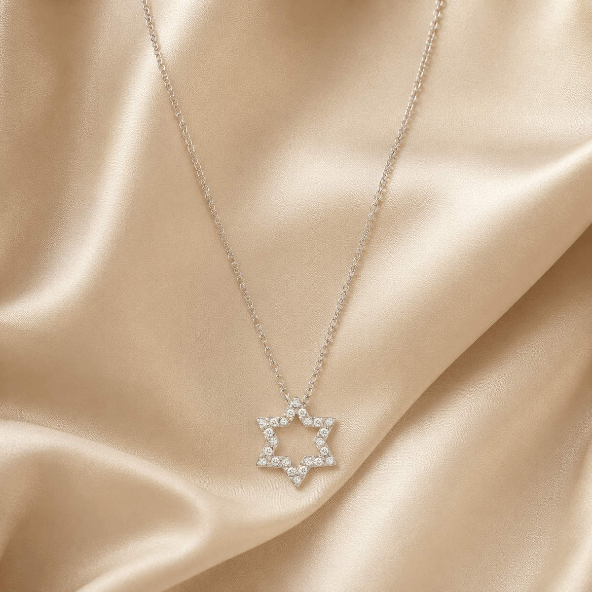 Alef Bet Necklaces Diamond Pave Star of David Necklace - 14k Yellow or White Gold