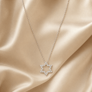 Alef Bet Necklaces Diamond Pave Star of David Necklace - 14k Yellow or White Gold