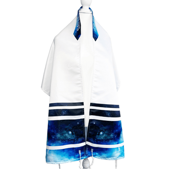 Starry Galaxy Painted Tallit with Matching Bag by Anna Abramzon