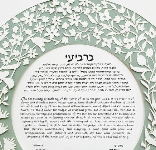 Melanie Dankowicz Ketubahs No Personalized Text (Blank) / Sage Green Garden Ketubah Circle by Melanie Dankowicz - (Choice of Colors)