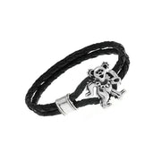 Cynthia Gale GeoArt Bracelets Sterling Silver Dancing Bear Bracelet on Black Leather