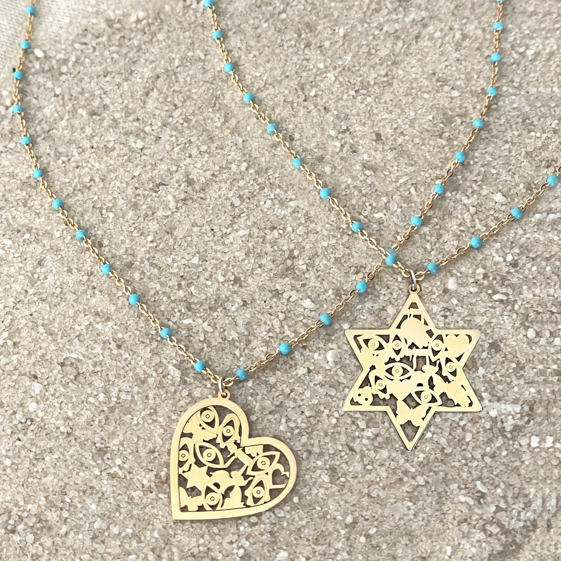 Miriam Merenfeld Jewelry Necklaces Mia Turquoise Good Luck Necklace by Miriam Merenfeld - Star of David or Heart