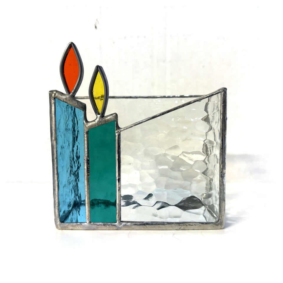 Susan Fullenbaum Shabbat Candles Handmade Glass Hanukkah or Shabbat Candle Box