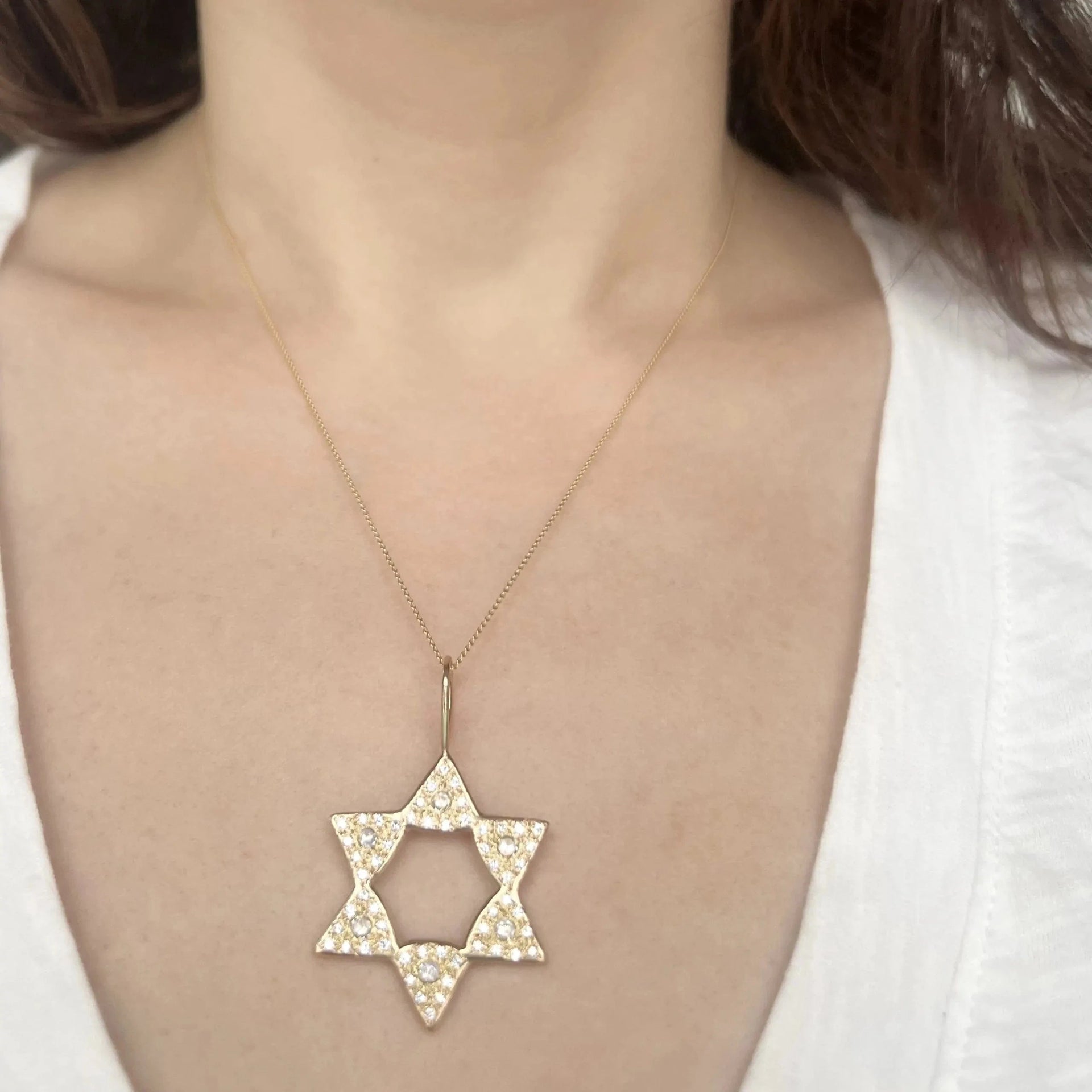 Elisa Solomon Necklaces Diamond Large Star of David Charm by Elisa Solomon - 18k Yellow Gold
