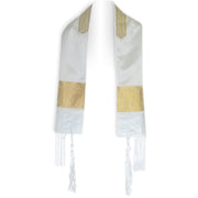 Zion Tallis Tallises 13" x 64" White and Gold Paisley Tallis