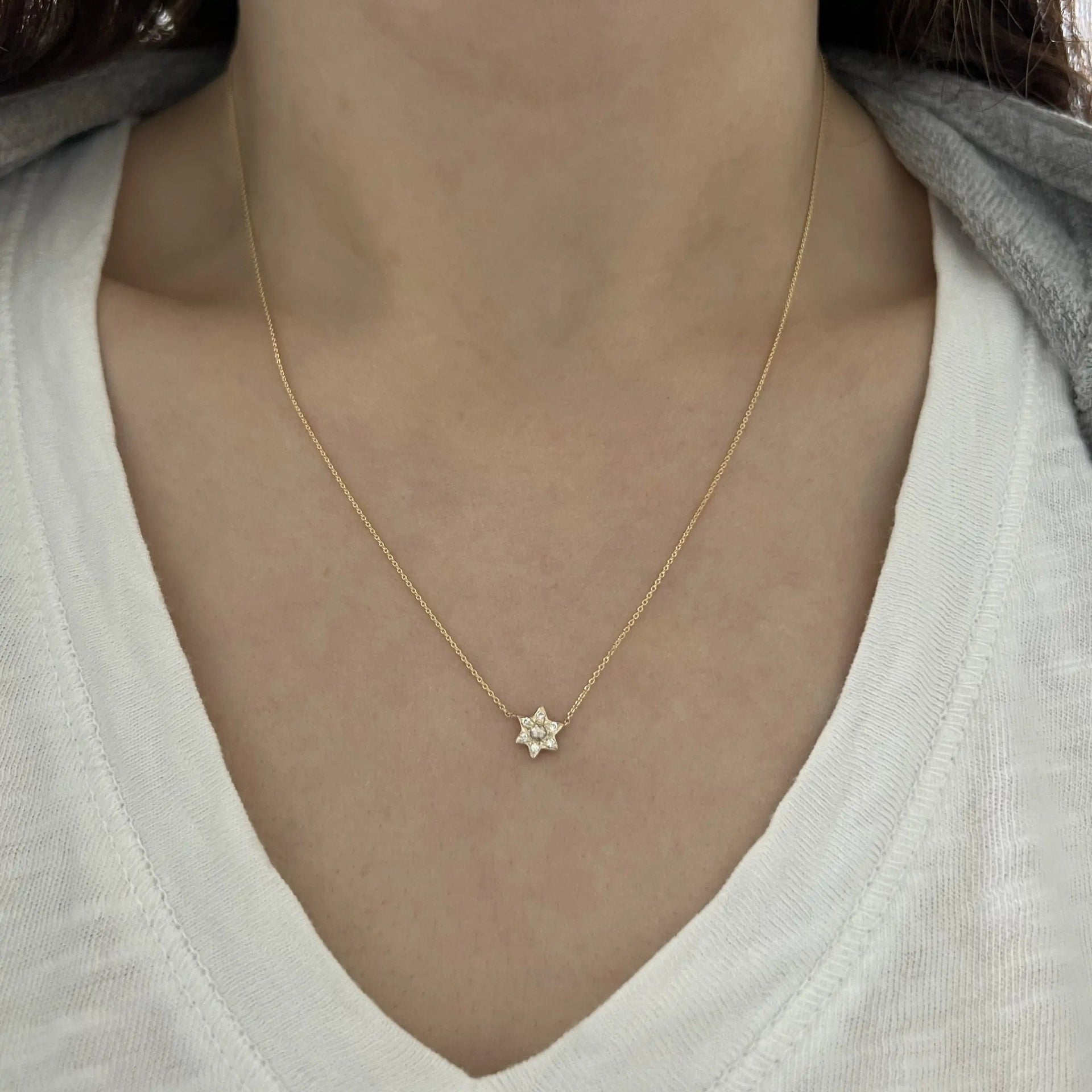 Alef Bet Necklaces Diamond Star of David Necklace by Elisa Solomon - 18k Yellow Gold