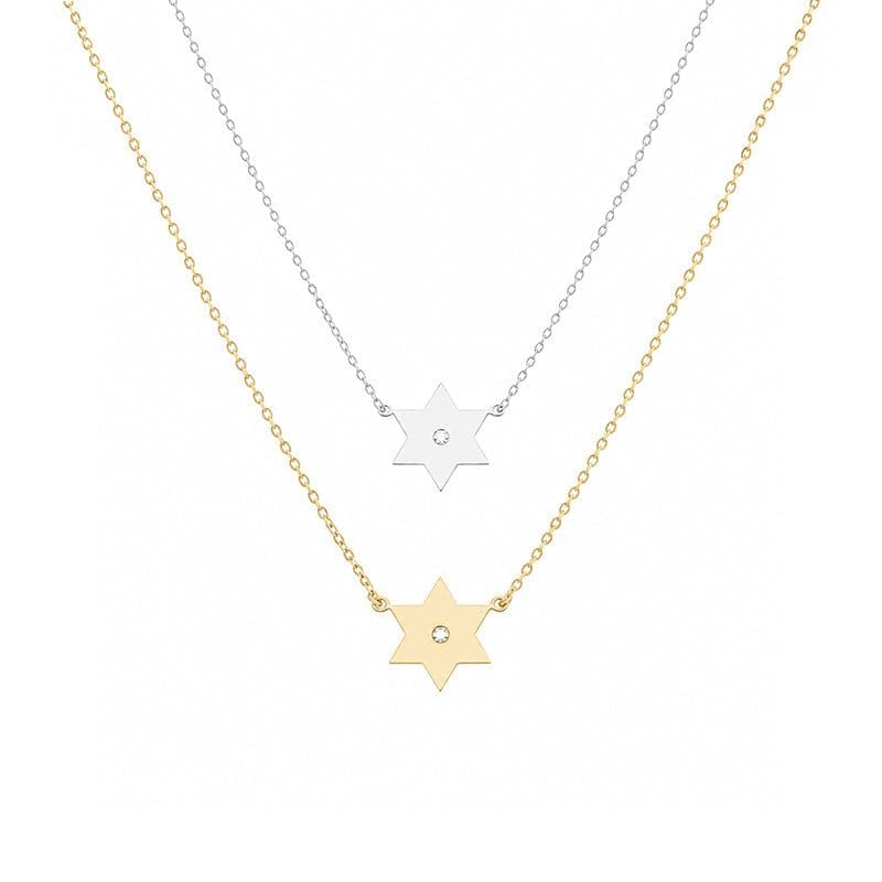 Miriam Merenfeld Jewelry - Golda Star of David Diamond Necklace - (Sterling Silver, Gold - Plated or Two - Tone) - ModernTribe