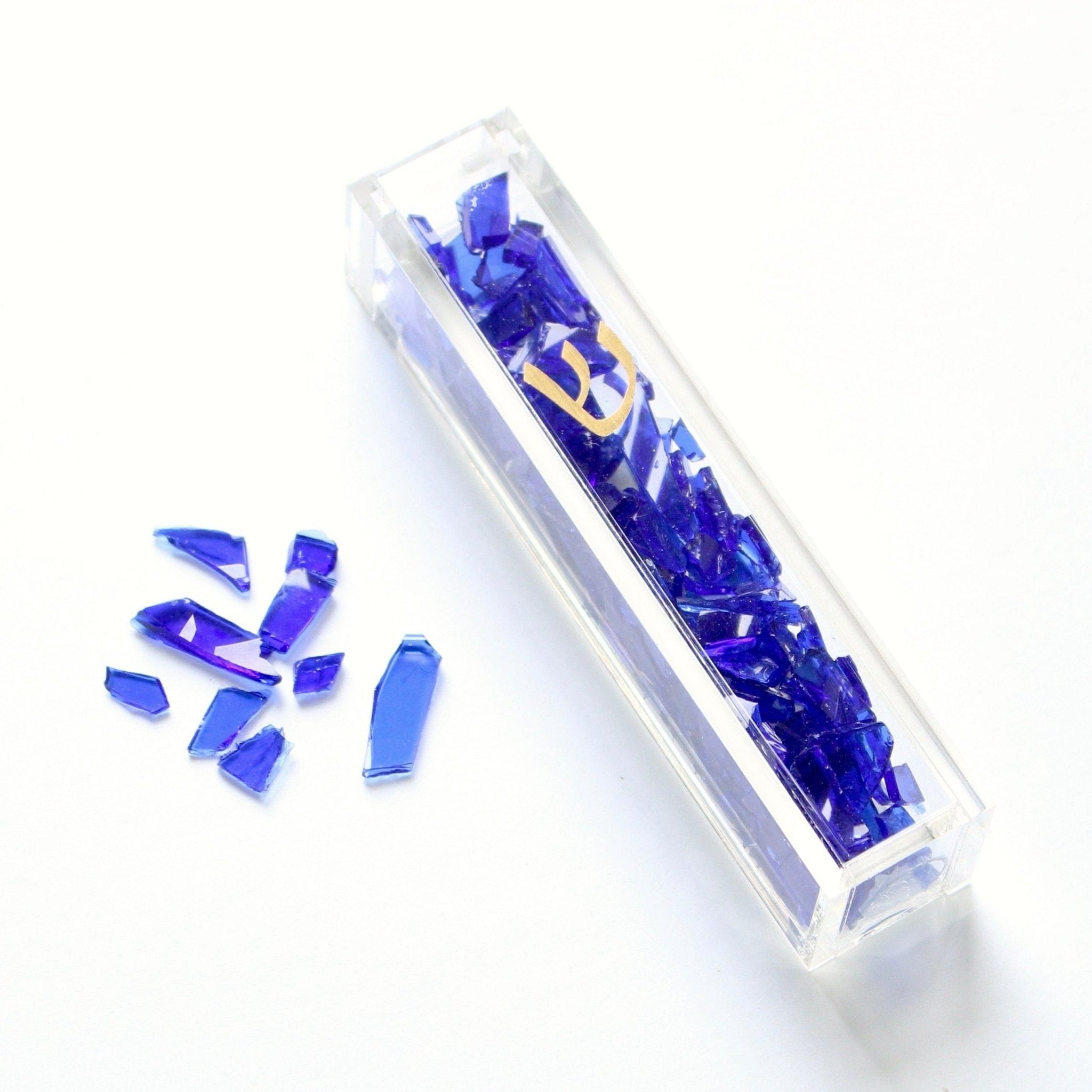 Simple Fill-Your-Own Wedding Shards Mezuzah - Gold