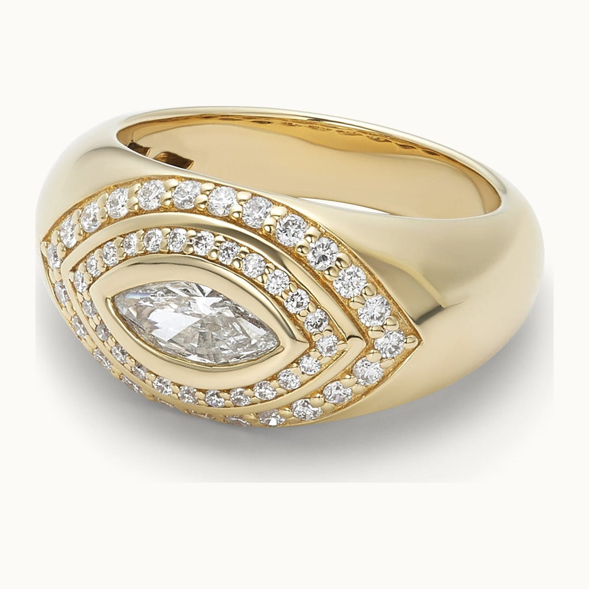 Les Petit Jewels Rings Grand Marquise Evil Eye Ring - 14k Gold