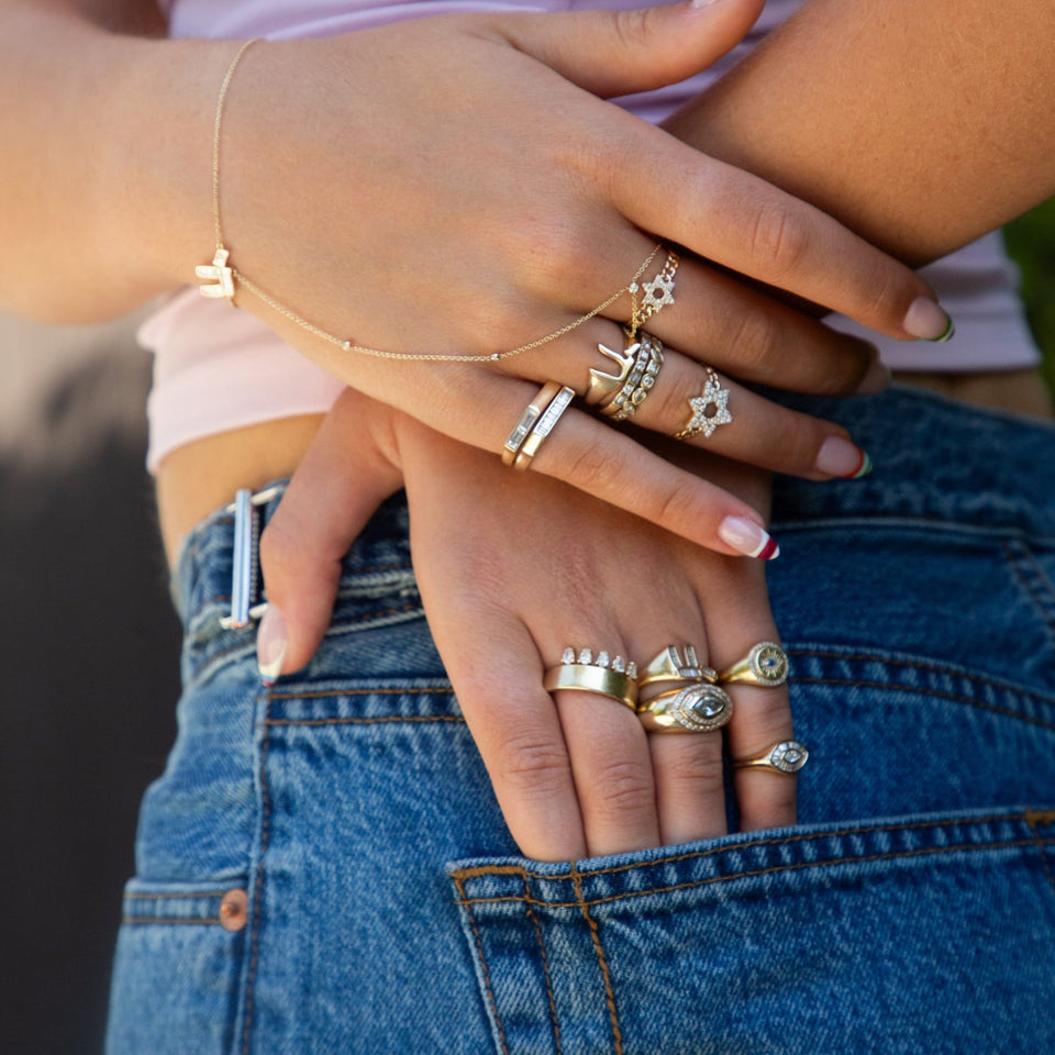 Les Petit Jewels Rings Grand Marquise Evil Eye Ring - 14k Gold