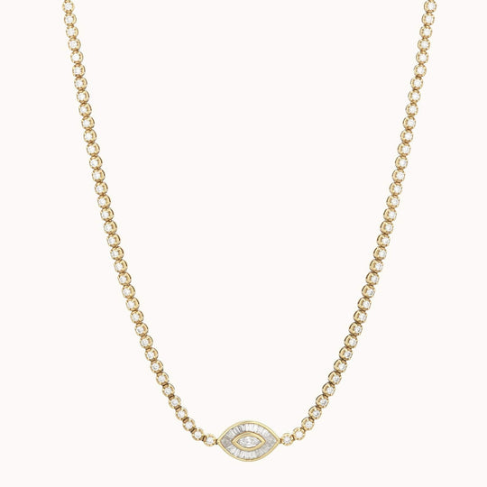 Grandios Evil Eye Diamond Tennis Necklace - 14k Gold