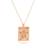 He Will Guard My Path Pendant Necklace in 14k rose gold with emerald